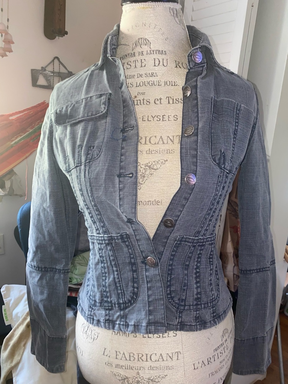 Women's Fitted Grey Denim Jacket
